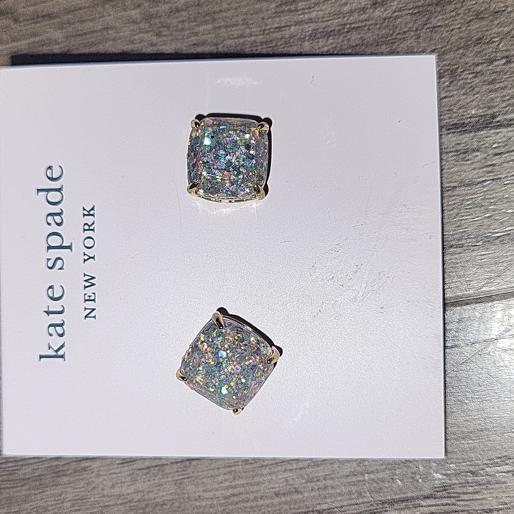 kate spade Iridescent Multi-Color Druzy Square Stud Earrings New